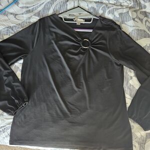 Michael Kors Black Long Sleeve Blouse with Ring Detail